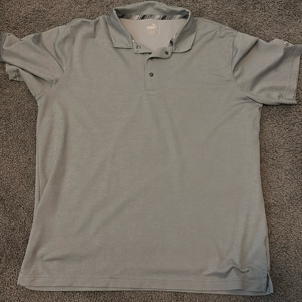Puma silver grey golf polo, size large, like new!